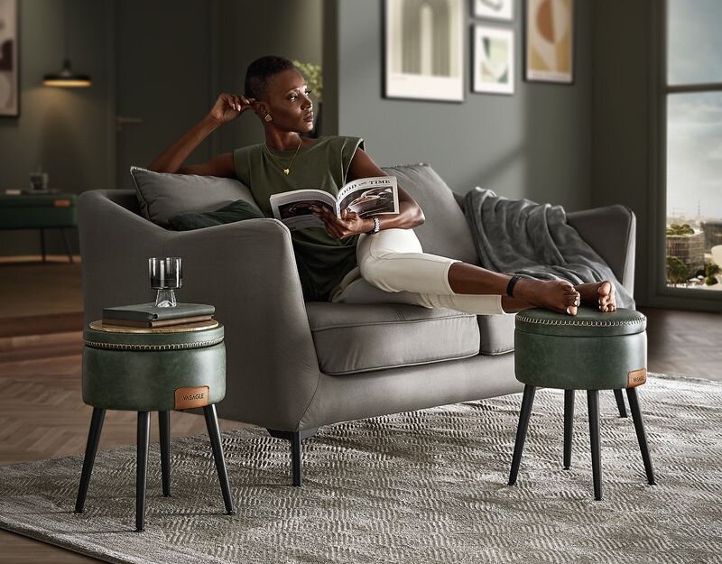 Kožená taburetka Kožená taburetka