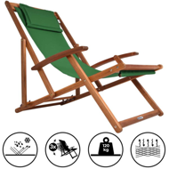 Vrtni ležalnik SIENA, 65x87x102cm, zelen