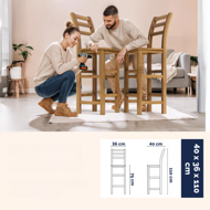 Barski stoli OSLO z naslonjali, 2 kosa, 40x36x110cm, naravno rjavo