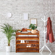 Regal za čevlje RUSTIC, 5 polic, 75x26x82cm, naravno rjav