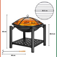 Ohnisko s priestorom na drevo FIRE, Ø55cm, čierna