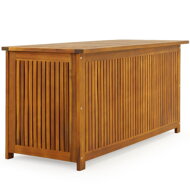 Lesena škatla za shranjevanje ACACIA s kolesi, 117x50x59cm, naravno rjava