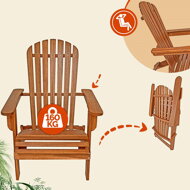 Vrtni ležalnik ADIRONDACK, zložljiv, 69 x 84 x 94 cm, naravno rjava