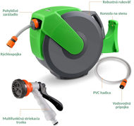 Navijalnik za vrtno cev 20 m, zelen