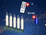 Svečke za božično drevo CANDLE, 20 kosov, 10,5cm, toplo bela