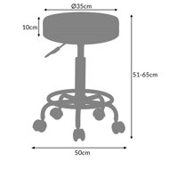 Taburetka na kolesih OXANA z oporo za noge, Ø35cm, črna