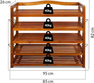Regal za čevlje RUSTIC, 5 polic, 85x26x82cm, naravno rjav