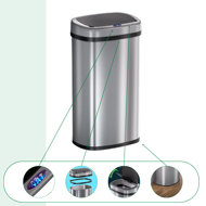 Senzorski koš za odpadke DEUS, 58 litrov, srebrna
