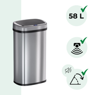 Senzorski koš za odpadke DEUS, 58 litrov, srebrna