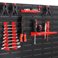 Viseči organizator za delavnico ORDERBOX s 28 škatlami in držali za orodje, 64x2x38 cm, rdeča/črna