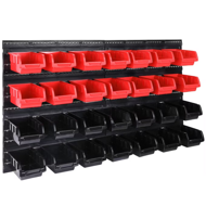 Viseči organizator za delavnico ORDERBOX s 28 škatlami in držali za orodje, 64x2x38 cm, rdeča/črna
