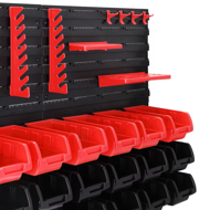 Viseči organizator za delavnico ORDERBOX s 28 škatlami in držali za orodje, 64x2x38 cm, rdeča/črna