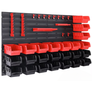 Viseči organizator za delavnico ORDERBOX s 28 škatlami in držali za orodje, 64x2x38 cm, rdeča/črna