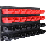 Viseči organizator za delavnico ORDERBOX s 28 škatlami in držali za orodje, 64x2x38 cm, rdeča/črna