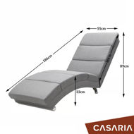 Ležalnik LONDON, 186×55×89cm, siva