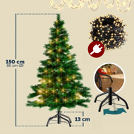 Umetno božično drevo RUDOLPH s lučkami, 150cm, zeleno