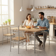 Jedilni komplet PAUL, 5-delni, naravno rjav