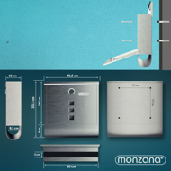 Poštni nabiralnik s tubusom za časopise POST, 30,5x10x33,5cm, srebrna