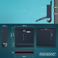 Poštni nabiralnik s tubusom za časopise POST, 30,5x10x33,5cm, antracit