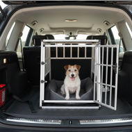 Transportni boks za psa BRUNO, 66x90x72cm, srebrn/črn