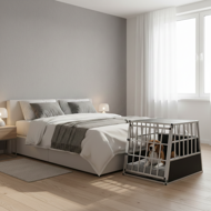 Transportni boks za psa BRUNO, 66x90x72cm, srebrn/črn