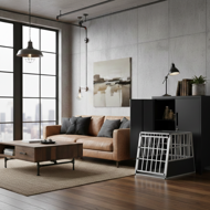 Transportni boks za psa BRUNO, 66x90x72cm, srebrn/črn