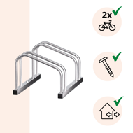 Stojalo za 2 kolesi BIKE, 48x32x27cm, srebrn