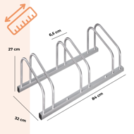 Stojalo za 3 kolesa BIKE, 84x32x27cm, srebrn