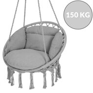 Viseči stol BOHO z blazinami, Ø61cm, svetlo siv