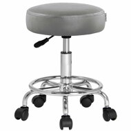 Taburetka na kolesih OXANA z oporo za noge, Ø35cm, siva