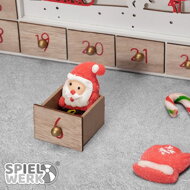 Leseni adventni koledar SANTA CLAUS z osvetlitvijo, bela/rjava