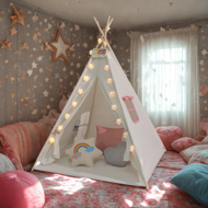 Otroški šotor tipi JULIA, 160x120x120cm, bež/roza
