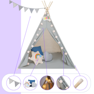 Otroški šotor tipi JULIUS, 120x120x160cm, siva/modra
