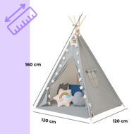 Otroški šotor tipi JULIUS, 120x120x160cm, siva/modra