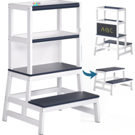 Učni stolp PLAY, borovina, 93x56x49cm, bela/antracit