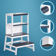 Učni stolp PLAY, borovina, 93x56x49cm, bela/antracit