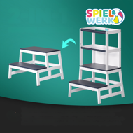 Učni stolp PLAY, borovina, 93x56x49cm, bela/antracit