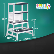 Učni stolp PLAY, borovina, 93x56x49cm, bela/antracit