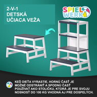 Učni stolp PLAY, borovina, 93x56x49cm, bela/antracit