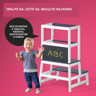 Učni stolp PLAY, borovina, 93x56x49cm, bela/antracit