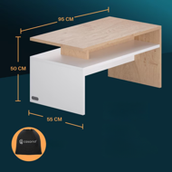 Klubska mizica SACRAMENTO, 95x55x50cm, bela/rjava