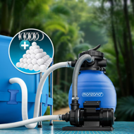 Peščena filtracija za bazen AQUA s filtrirnimi kroglicami, 10.200 l/h, modra