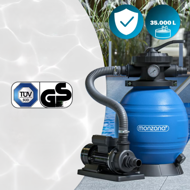 Peščena filtracija za bazen AQUA s filtrirnimi kroglicami, 10.200 l/h, modra