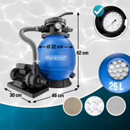 Peščena filtracija za bazen AQUA s filtrirnimi kroglicami, 10.200 l/h, modra