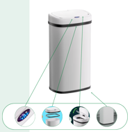 Senzorski koš za odpadke DEUS, 58 litrov, bel