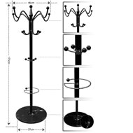 Stoječe obešalo TENZY z marmornim podstavkom, 37x173cm, črno