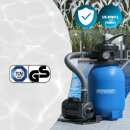 Peščena filtracija za bazen AQUA s filtrirnimi kroglicami, 5 000 l/h, modra