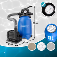 Peščena filtracija za bazen AQUA s filtrirnimi kroglicami, 5 000 l/h, modra