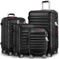 Set trdih kovčkov AERO, 4-delni, ABS, črni