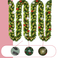 Božična girlanda ANDREA z osvetlitvijo, okrašena, 5m, zelena